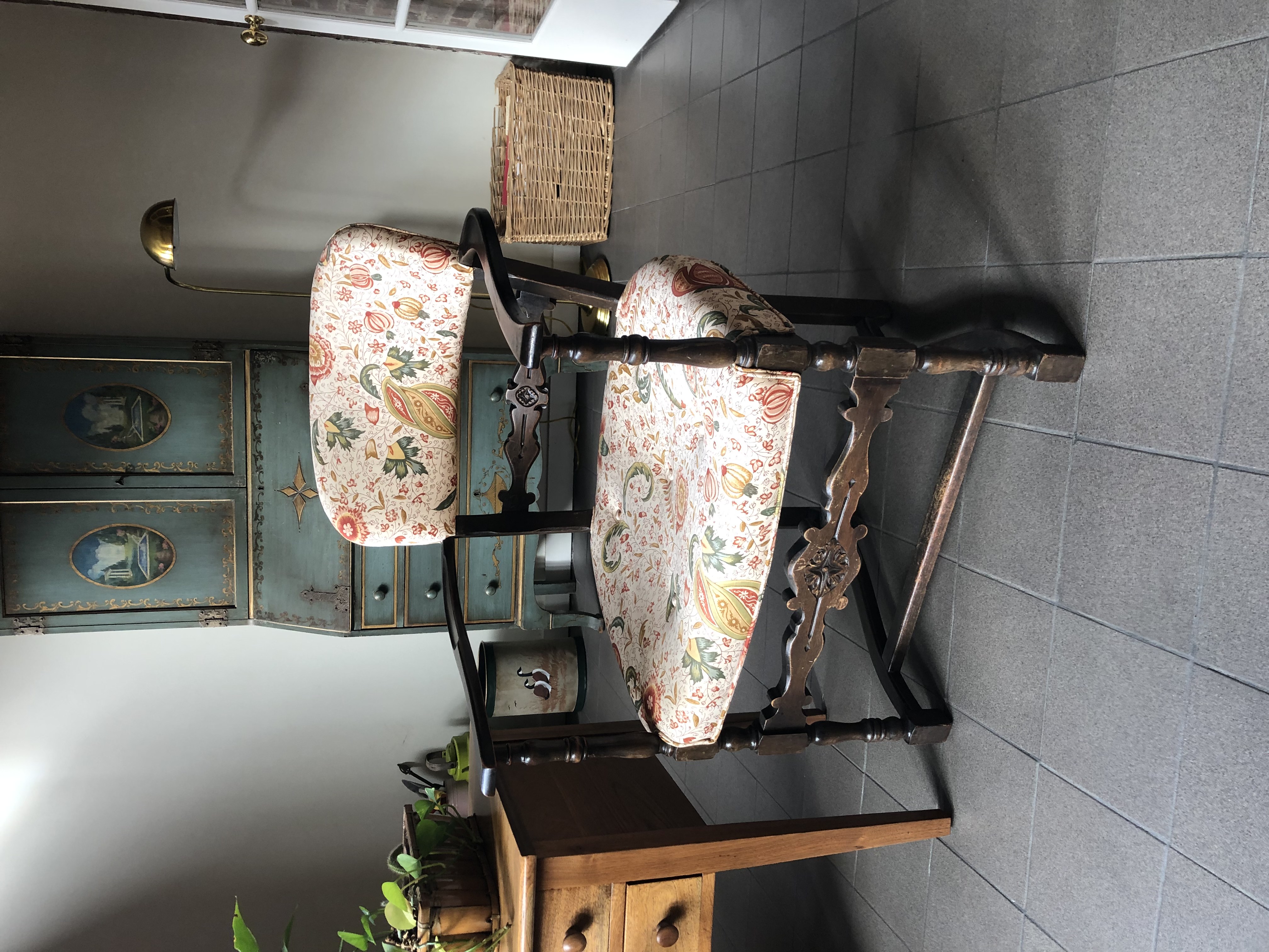 Floral pattern dining chairs