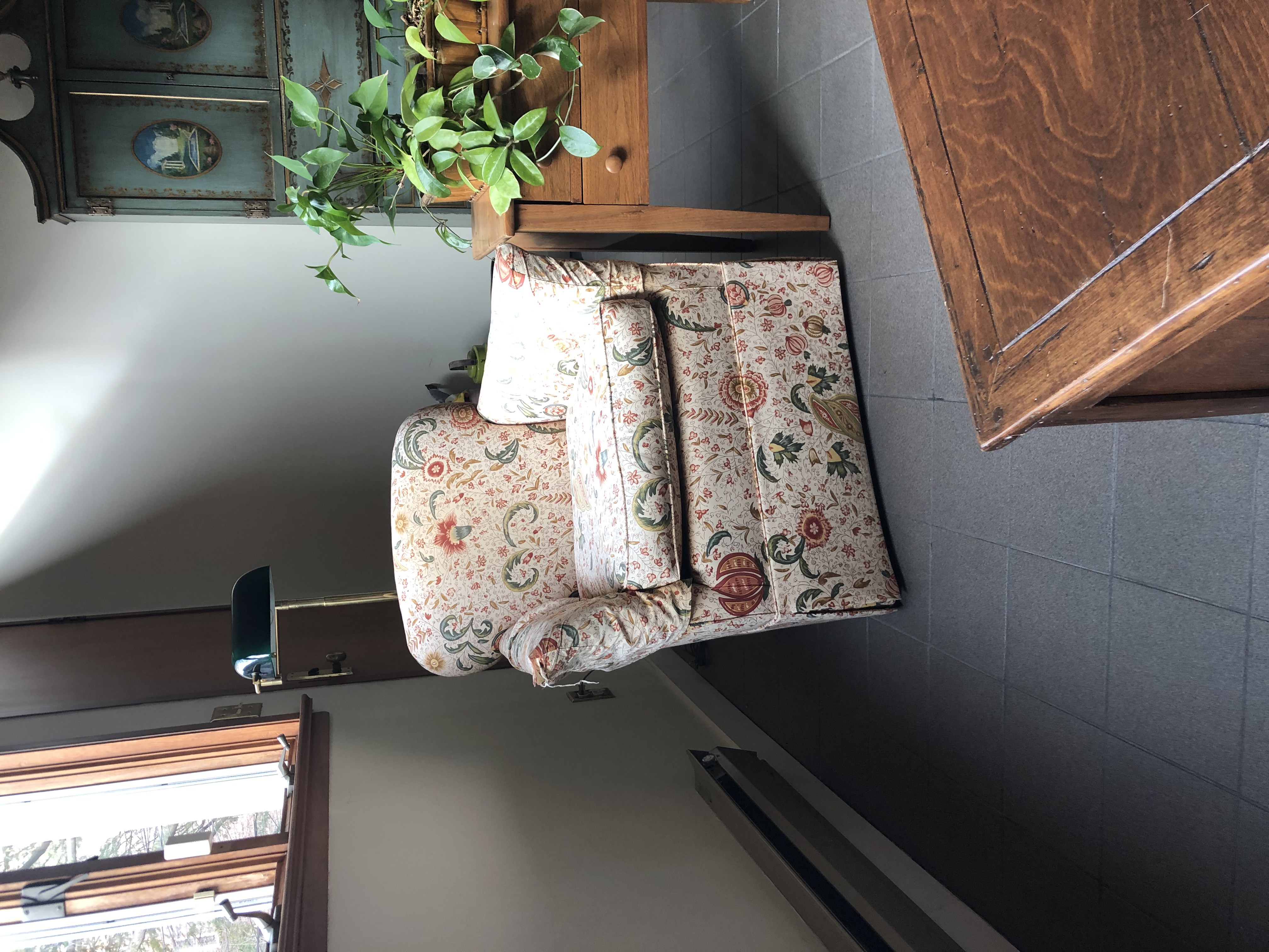Floral upholstered armchair
