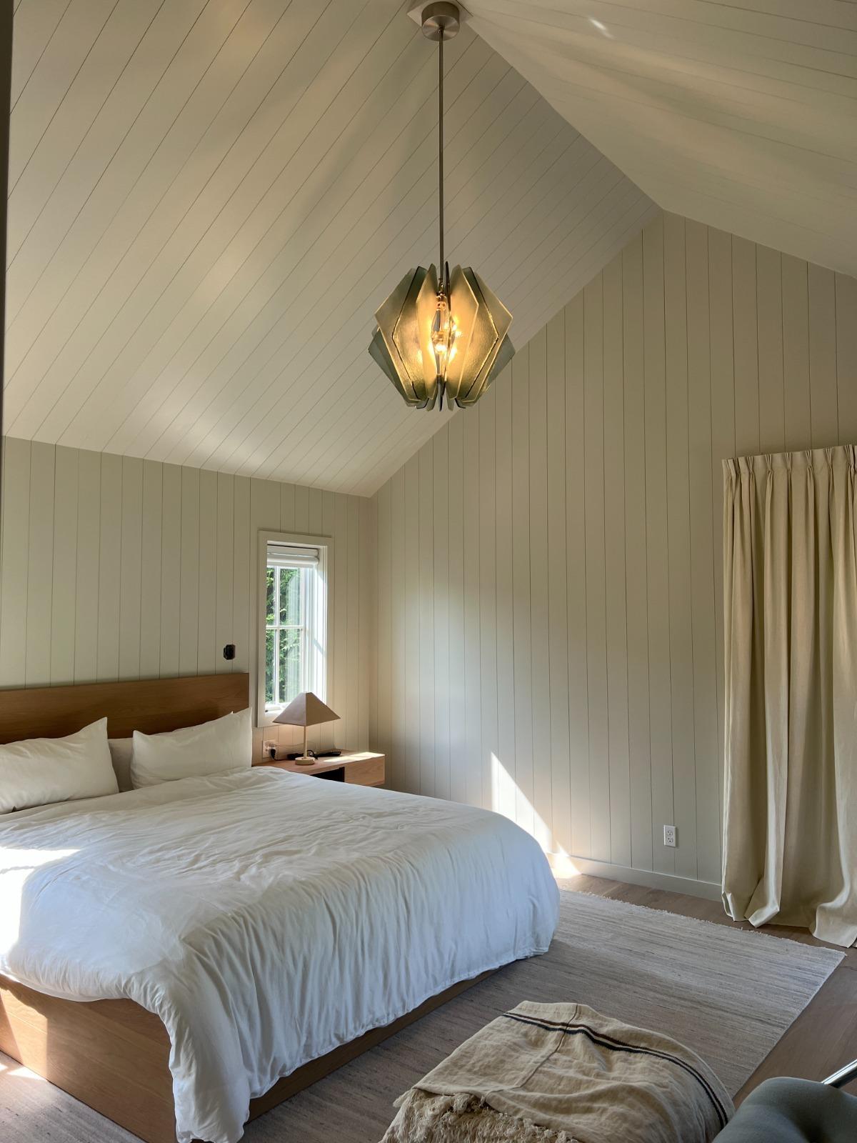 Linen drapes in bedroom
