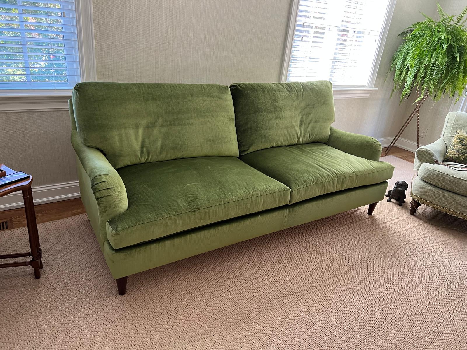 Green velvet sofa